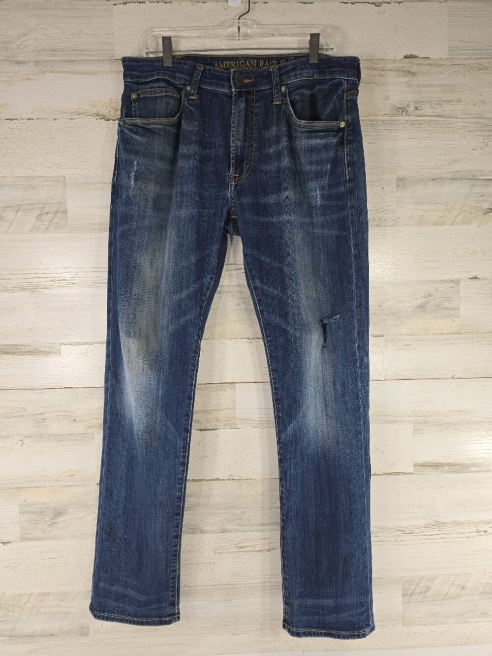AMERICAN EAGLE JEANS MEN'S SIZE 34x32 ACTIVE FLEX SLIM FIT STRAIGHT LEG ...AS-IS